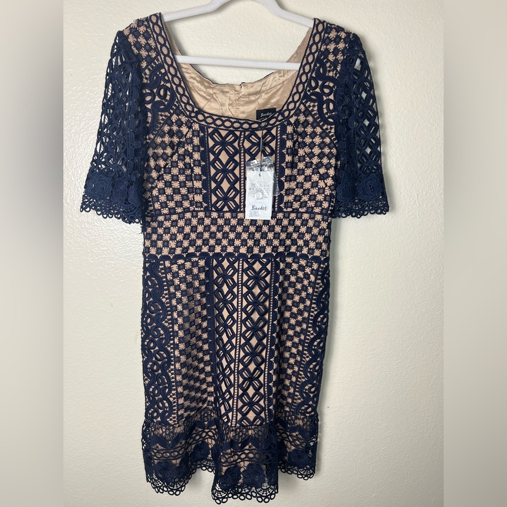 Bardot Navy and Beige Lace Dress size 8/M